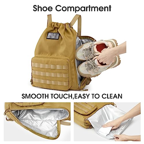 G4Free Drawstring Backpack Gym Backpack Soccer Basketball Bag with Shoes Compartment Tactical Water-Resistant String Sport...