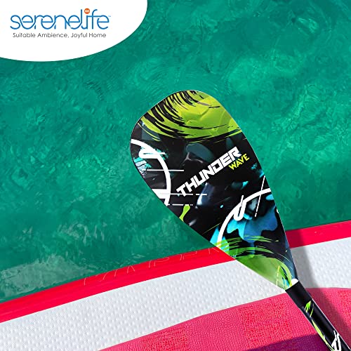 SereneLife Stand Up Paddle Board Paddle, 3-Shaft Adjustable SUP Paddle with Teardrop Blade, Lightweight Carbon Fiber Desig...