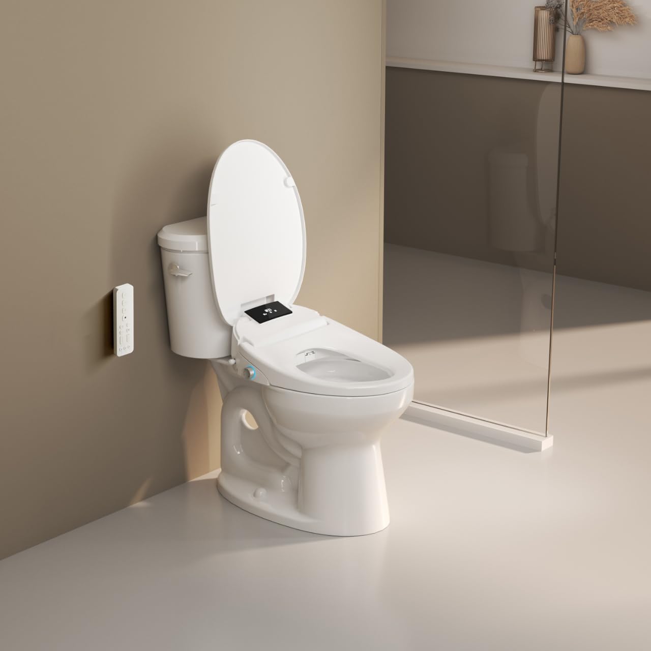 WLJBIDET Bidet Toilet Seat with Remote Control, Electronic Heated Bidet Seat with Adjustable Warm Water and Pressure, Warm Air Drying, Display Screen, Night Light, Slow Closed Toilet Lid, Elongated