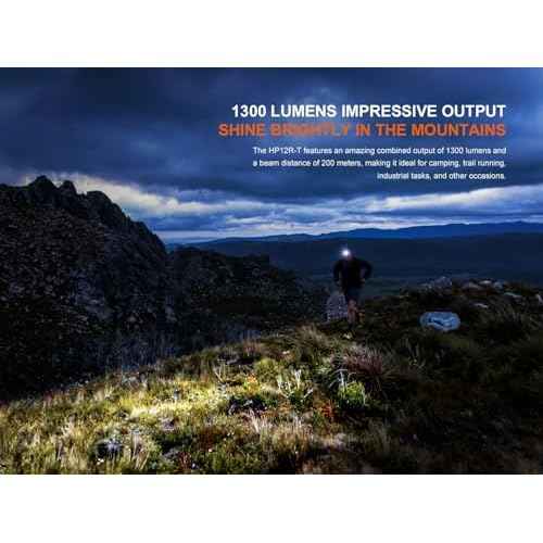 Fenix HP12R-T 1300 Lumen Rechargeable Running Headlamp ? Split Battery Design, White/Neutral White/Red Light Modes with Lumentac Organizer (Black)