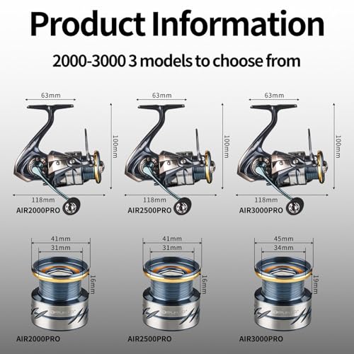 Spinning Reel for Fishing - Saltwater Resistant, Carbon Fiber Lightweight Body, Waterproof Seals, Anti-Tangle Design, Smoo...