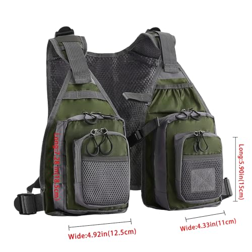 FLYDWV Breathable Fishing Vest for Men Women, Multi-Pocket Adjustable Outdoor Fly Fishing Vest for Trout Fishing and Angling