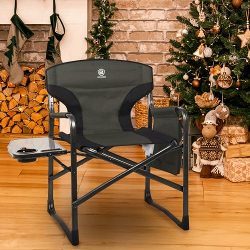 EVER ADVANCED Lightweight Folding Directors Chairs Outdoor, Aluminum Camping Chair with Side Table and Storage Pouch, Heav...