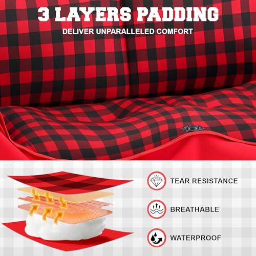 Padded Heated Double Camping Chair for Adults, 4 Heating Zones & 3 Heat Levels, Padded Loveseat Oversize Folding Chair Por...
