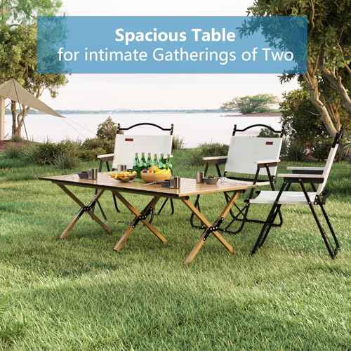 Folding Camping Table, 48Inch Lightweight Roll-Up Table Aluminum Low Portable Picnic Table with Carrying Bag for Outdoor, Beach, Picnic, Backyards, BBQ and Party Log Color