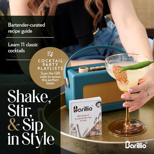 Barillio Bartender Kit – 23-Piece Stainless-Steel Cocktail Shaker Set with Premium African Mahogany Stand | Martini Barwar...