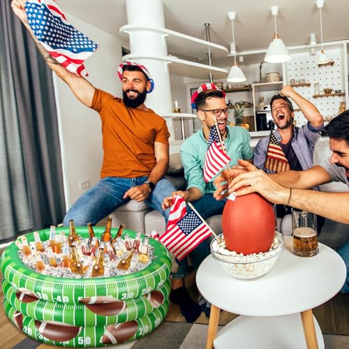 Fourluoo Football Part Decoration Inflatable Football Cooler Blow up Summer Beach Pool Drink Holder Ice Tray Food Drink Co...