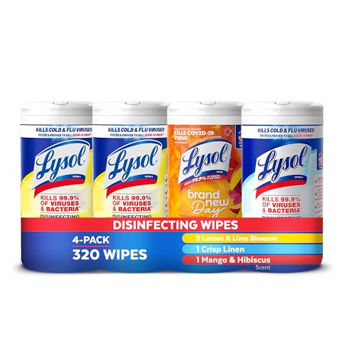 Lysol Disinfecting Wipes Bundle, Home Apartment Dorm Room Essentials and Cleaning Supplies, All Purpose Cleaner, Multi-sur...