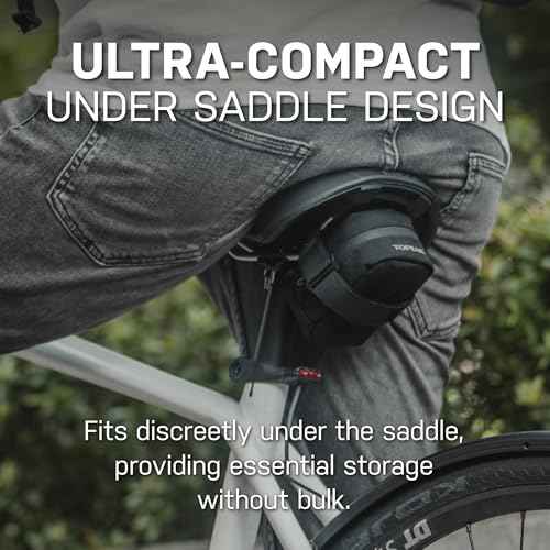 Topeak Elementa Seatbag ? Compact Under-Saddle Bike Bag (Black, Size S), 0.3L Capacity, Hook & Loop Mount, 1000D Polyester Construction