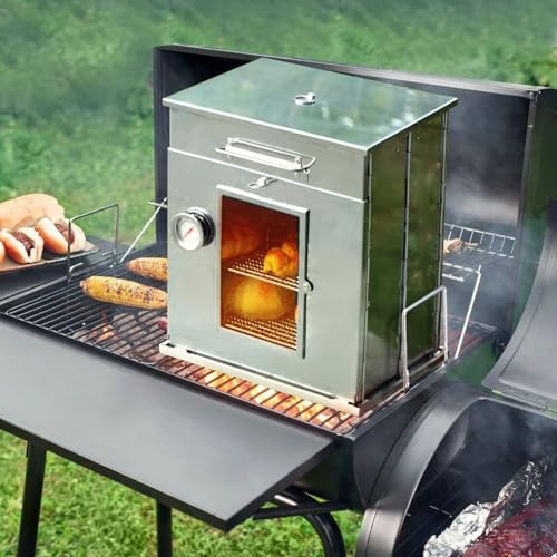 Lineslife Foldable Camping Oven with 2 Tier Grill, Portable 304 Stainless Steel Camping Stove with Thermometer for Use wit...