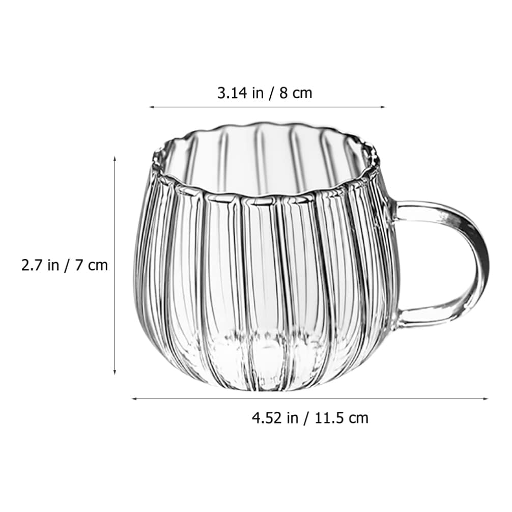 RQPQBO Clear Classic Glass Halloween Cups with Handle 12 Oz- Heat-Resistant Cute Pumpkin Coffee Mugs for Home, Office, Party Drinking Cups Microwave Safe (2Pcs)