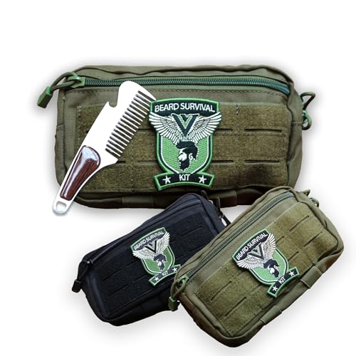 Victor and Valor - Toiletry Bag and Beard Comb for Bearded Men - Survival Bag, Tactical Molle Dopp Kit for Men Large Capac...