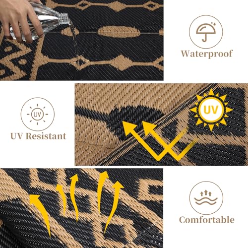 Outdoor Rug, Outdoor Plastic Mat, Picnic Reversible Rug, Patio Mat, Plastic Woven Outdoor Carpet, for Garden Patio Backyar...