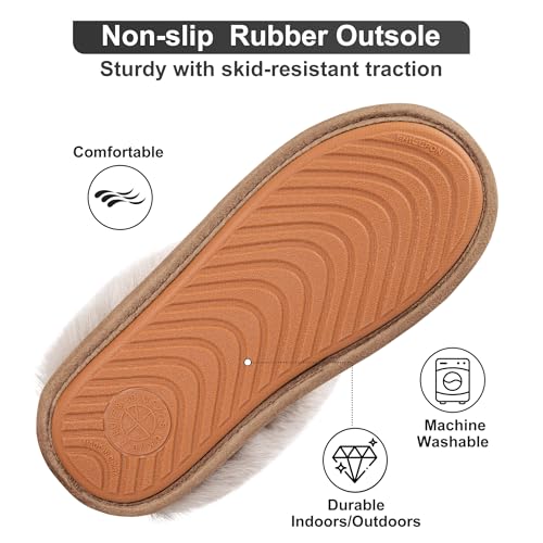 Womens Fuzzy House Slippers Memory Foam House Shoes Slip On Bedroom Slippers for Indoor Outdoor Use
