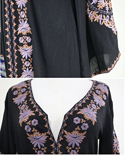 R.Vivimos Womens V Neck Bell Sleeve Vintage Floral Embroidered High Low Long Dresses