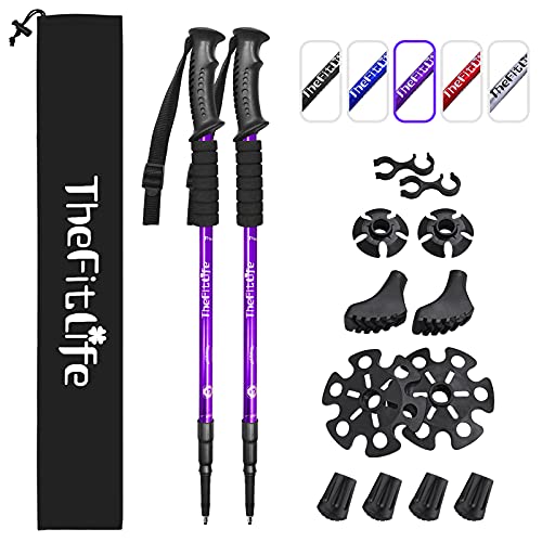 TheFitLife Nordic Walking Trekking Poles - 2 Sticks with Anti-Shock and Quick Lock System, Telescopic, Collapsible, Ultral...