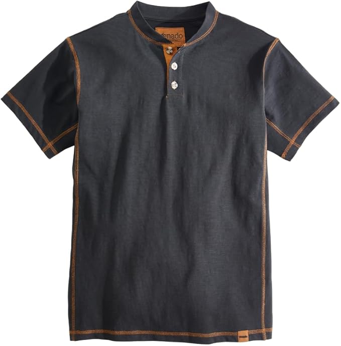 Venado Premium Short Sleeve Henley Shirt for Men - Mens Henley with Stretch Cotton