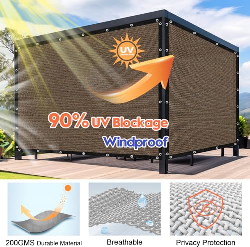 Sunocity 8'X 16' 90% Sun Shade Cloth Outdoor Patio Mocha Pergola Shades Cover Privacy Screen UV Block Porch Screens Canopy...