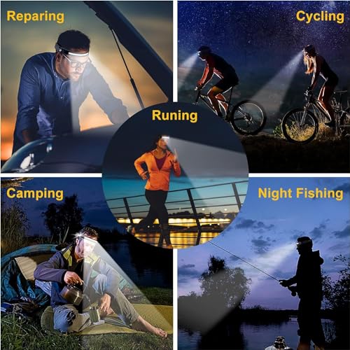 Avlxt LED Headlamp, 2 Pack Rechargeable Flashlight for Adults, 230 Wide Beam Headlight, Motion Sensor Head Lamp, Adjustabl...