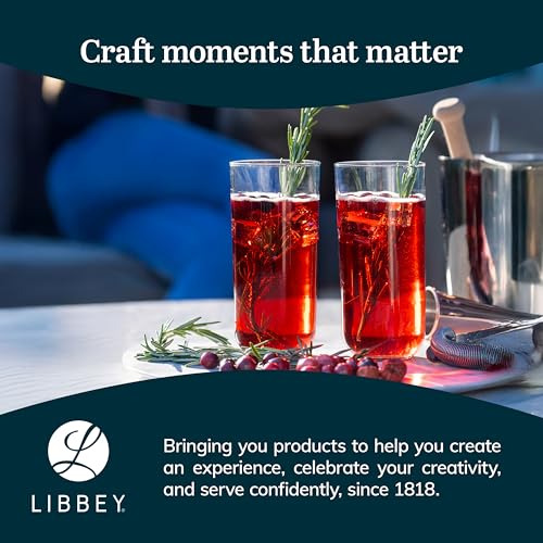 Libbey Polaris Tumbler and Rocks, Axis Glass Cups Set of 16, Elegant Mixed Drinking Glasses with Modern Clean Lines, Dishw...