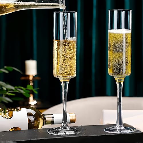 Ufrount Champagne Flutes 5oz,Clear Champagne Glasses Set of 8,Classic Sparkling Glasses Prosecco Toasting Champagne Flute ...