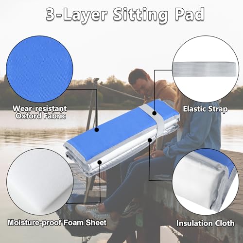 Cosmos 2 Pcs Foldable Sitting Pad Seat Cushion Portable Sitting Mat Foam Camping Sit Cushion Insulated Sitting Pad Hiking ...