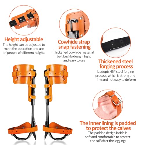 Clakioom Tree Climbing Gear, Tree Climbing Spikes, Tree Climbing Gear with Adjustable Climbing Straps and Steel Core Flip ...