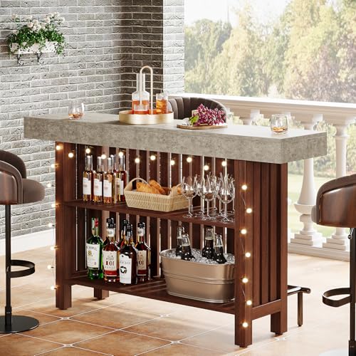 Tribesigns 63-Inch Large Bar Table, 2-Tier Home Bar Unit Mini Height Pub Table with Footrest, Modern Kitchen Island Coffee...