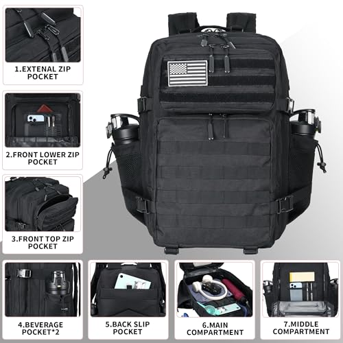 Lovelinks21 45L Tactical Assault Backpack 3 day assault pack with Molle Waterproof backpack Rucksack for Tactical Backpack...