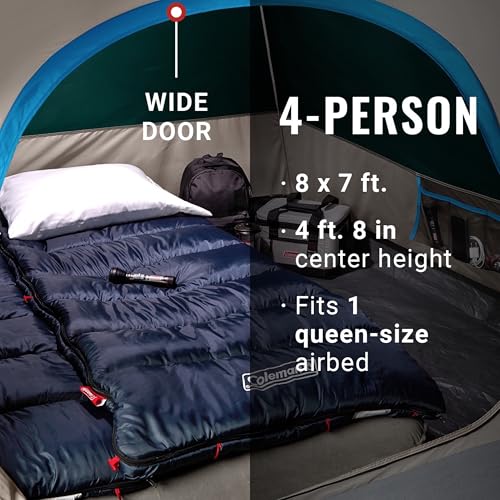 Coleman Skydome Tent with 5 Minute Setup, 2/4/6/8-Person Weatherproof Tent with Rainfly & Carry Bag, 20% More Headroom Tha...