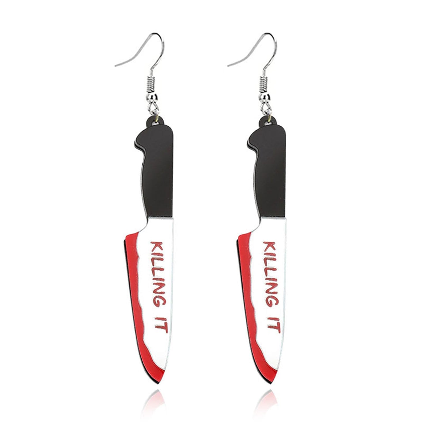Horror Skeleton Knife Acrylic Dangle Drop Earrings for Women Punk Unique Gothic Earrings Gothic Knives Dangling Charm Funny Earring Hip Hop Halloween Jewelry Gifts (knife A)