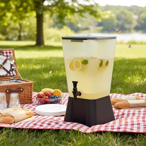 Beverage Dispenser 5 Gallon Drink Dispenser with Spigot, Juice Dispensers for Parties, Black Base