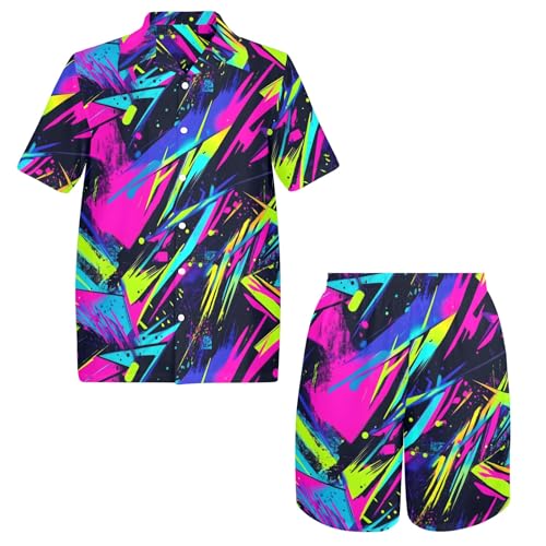 HUGLAZY Christmas Hawaiian Shirt Mens 2 Piece Outfit Tropical Shirts Short Sleeve Beach Outfit Party