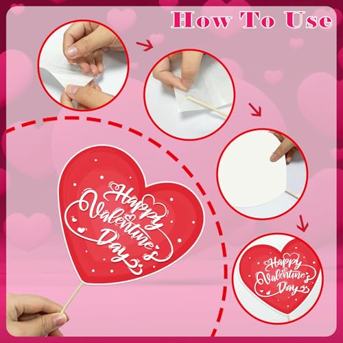 Happy Valentine's Day Photo Booth Props Kit, 24 PCS Selfie Photo Booth Accessories with “Happy Valentine’s Day” Signs, Cut...