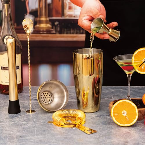 JWJIUEJIU Cocktail Shaker Set Bartender Kit,5 Piece Bar Set Stainless Steel Bar Tools Set for Professional Bartender and H...