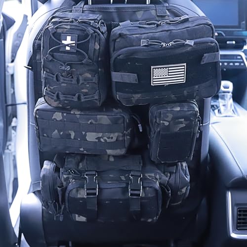 Universal Tactical Car Seat Back Organizer Bag Tactical Molle Vehicle Organizers Panel Vehicle Protector Organizers with 5...