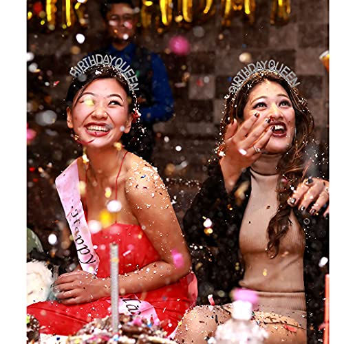 AOPRIE Birthday Crown - Silver Tiara for Girls & Women - Princess Crown Rhinestone Headband - Happy Birthday Accessory