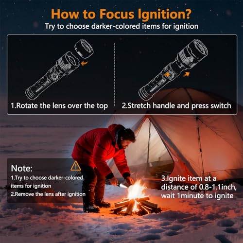SKYFIRE Rechargeable Flashlights High Lumens: LED Super Bright Flashlight 3000lm Zoomable 5 Modes Tactical Waterproof Powe...