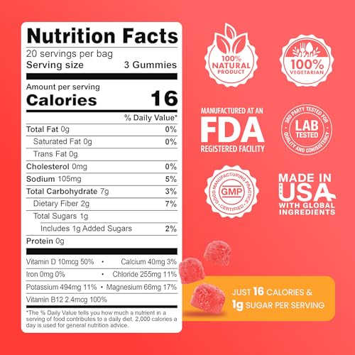 Day One Electrogummies - 60pcs. of Fruit Punch Flavored Electrolyte Gummies for Hydration and Recovery - Packed with Essen...