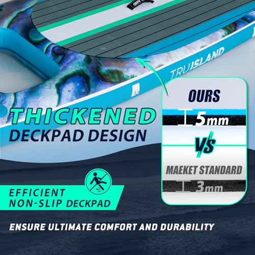 TRUISLAND Inflatable Paddle Board, Stand Up Paddle Board with Backpack, Non-Slip Thickened Deckpad, Waterproof Phone Case,...