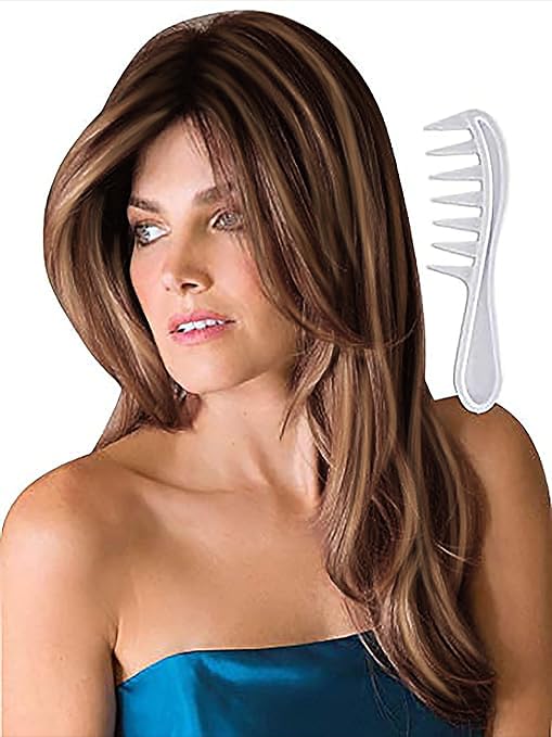 Noriko Angelica Synthetic Wig by Rene of Paris and Wig Lift Comb - Marble Brown - Bundle 2 Items