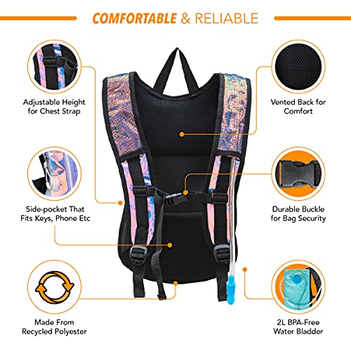 Vibe Festival Gear Hydration Pack Backpack with 2L Water Bladder for Women, Men, Teens, Kids - Hydropack Hydro Sports, Out...