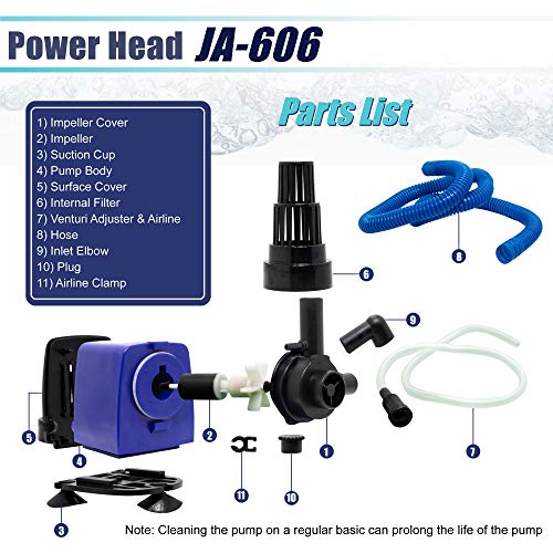 Aqua Dream 475 GPH Submersible Pump(1800L/H,25W) Quiet Internal Aquarium Powerhead Water Pump 3-in-1 Functionality Circula...