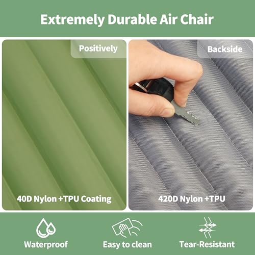 EULANT Lightweight Inflatable Folding Seats for Camping Chair with Back Support and Adjustable Straps,Foldable Bleacher Ch...