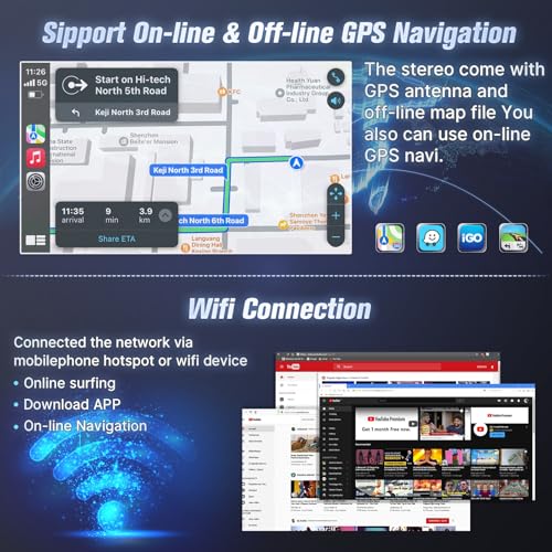 9inch Android Radio Stereo with Wireless Apple Carplay & Android Auto,Car in-Dash GPS Navigation 5G WiFi Bluetooth MirrorL...