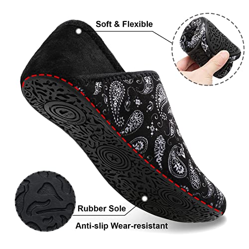 Fires Womens Mens Slippers with Rubber Sole Soft-Lightweight House Slipper Socks Around House Shoes Non Slip Indoor/Outdoor