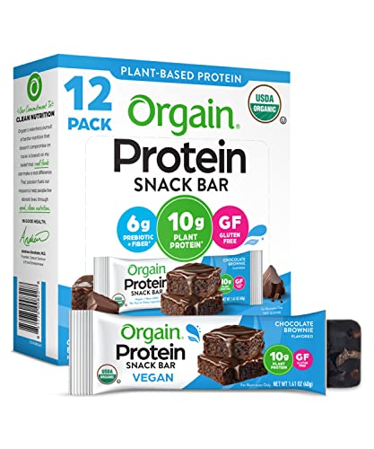 Orgain Organic Vegan Protein Bars, Chocolate Brownie - 10g Plant Based Protein, Low Calorie Healthy Snacks, No Lactose or ...