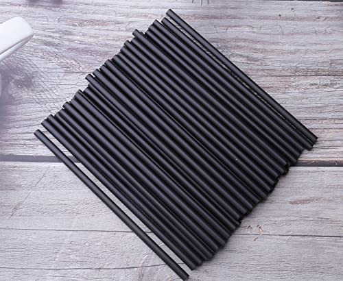 Sowaka 100 Pcs Plastic Straws Disposable Black Hot Drinking Coffee Stirrers for Chocolate Tea Cup Cocktail Party Supplies ...