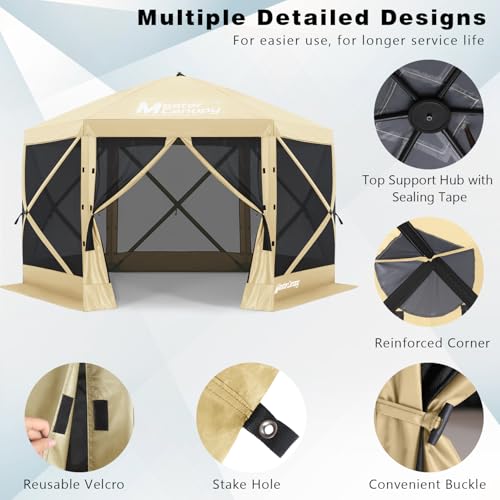 MASTERCANOPY 10x10FT Pop Up Gazebo Screen Tent - Instant Screen House with Netting, Quick Set, Outdoor Canopy Shelter with...