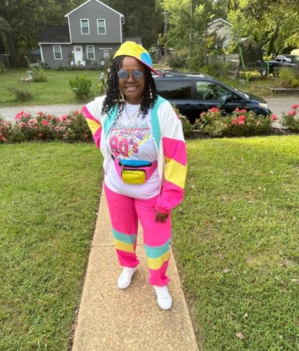 UOUA Women's Color Block 2 Piece 80s 90s Outfits Long Sleeve Windbreaker Jacket Tracksuit Set